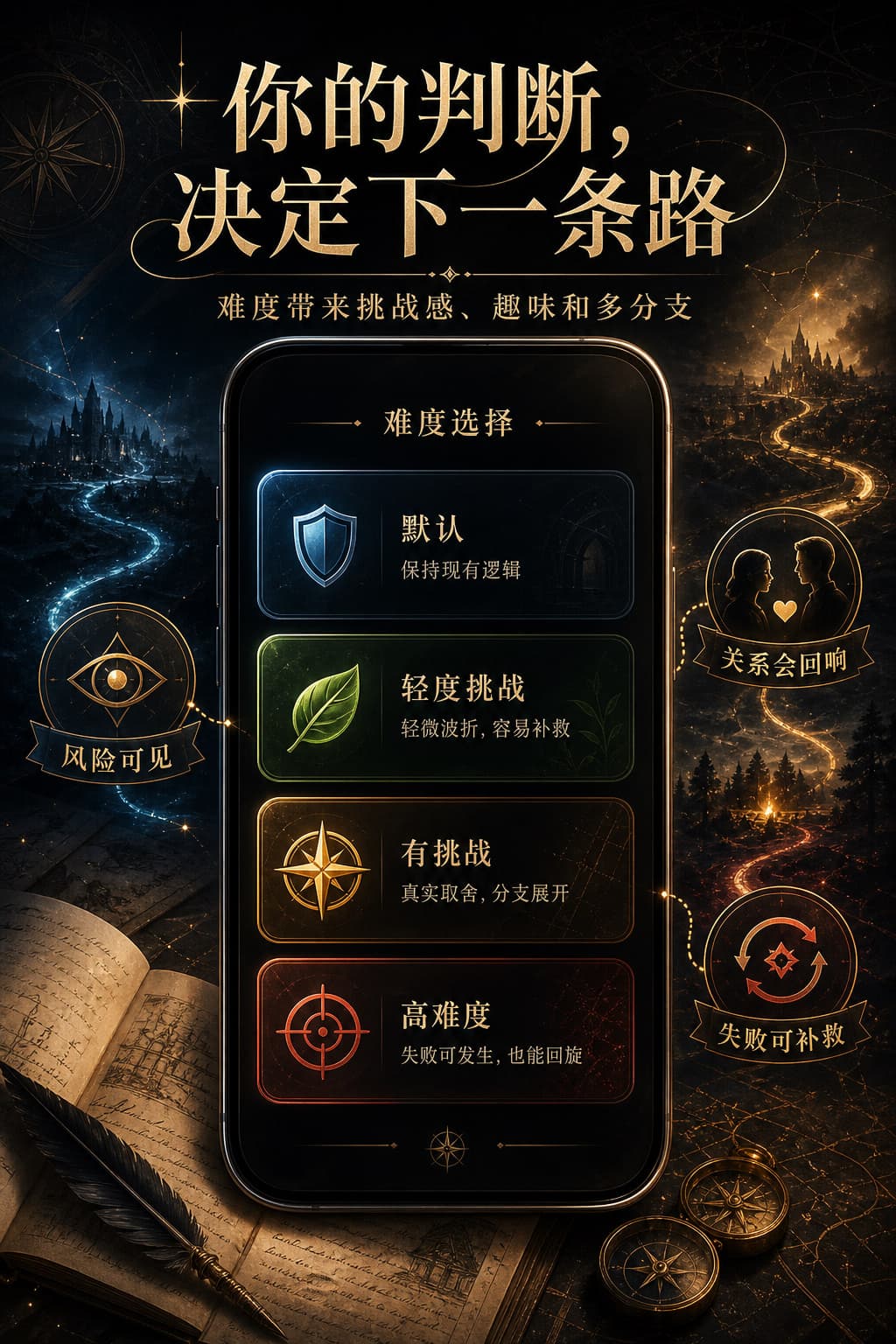 Social poster introducing story difficulty selection