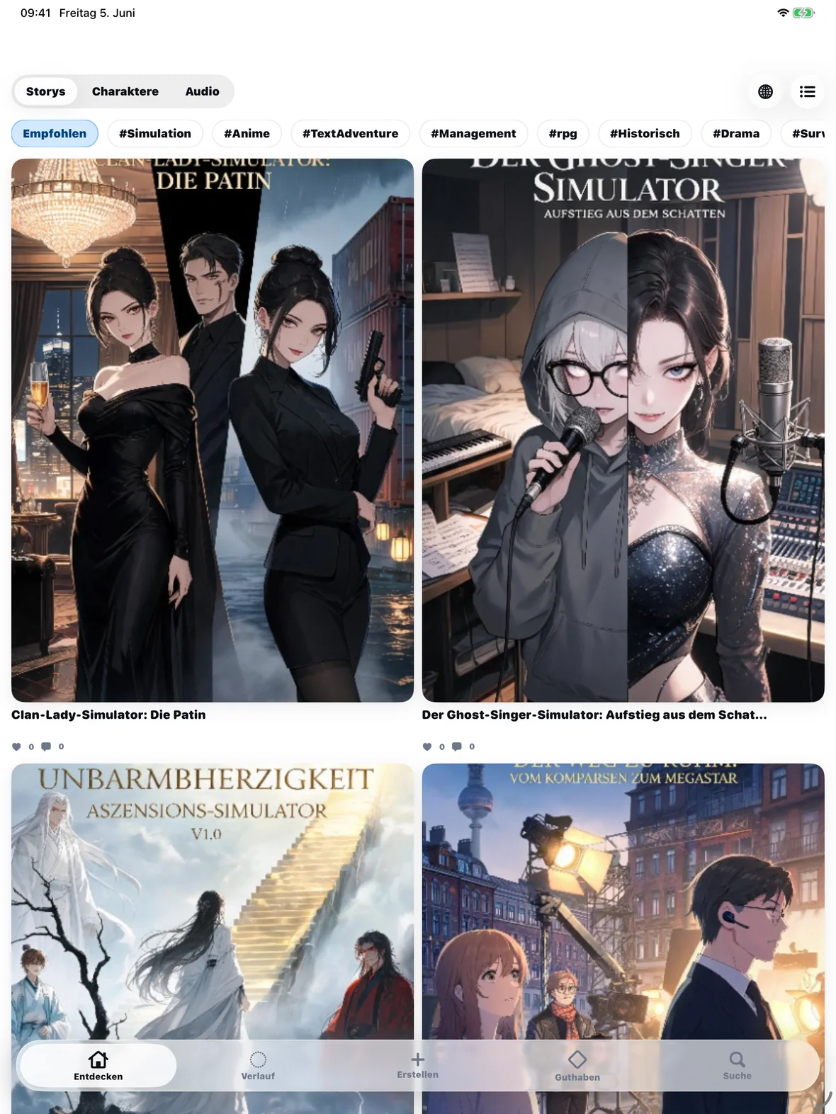 novelai iPad App Store 审核截图 Deutsch
